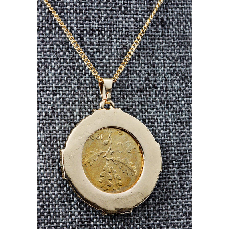 American Coin Treasures Italian 20 Lira Coin Pendant Necklace - Lire Goldtone Pendant with Faceted Round Jet Glass Stones| Italy Medallion Pendant - Image 5